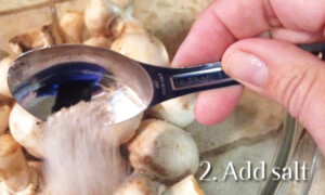 mushrooms with salt